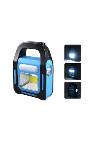Mobgift 3 Kademeli Usb Çıkışlı Şarjlı Solar Lamba Led Işık Kaynağı Mavi