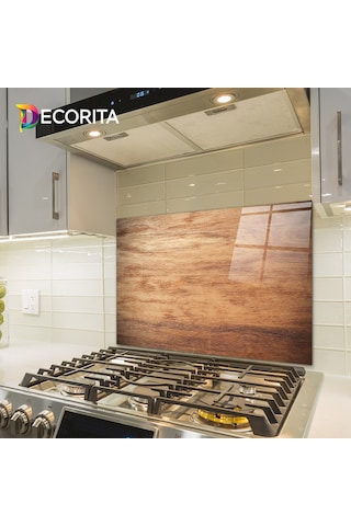 Decorita Ahşap Görünümlü | Cam Ocak Arkası Koruyucu | 49,5cmx76cm