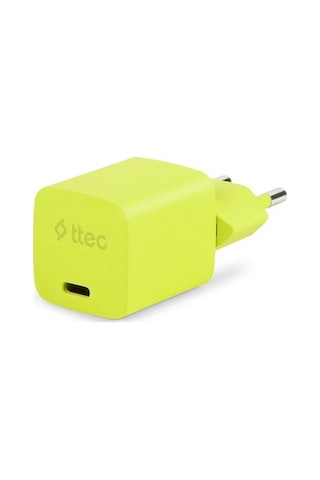 Ttec Smartcharger Gan 20w Pd Seyahat Hızlı Şarj Aleti + Usb-c - Lightning 120cm Kablo Neon Sarı