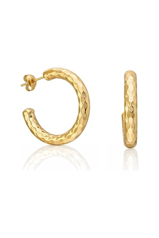 Biju By Servi Milano Dokulu Halka Altın Renk Küpe-278 Gold