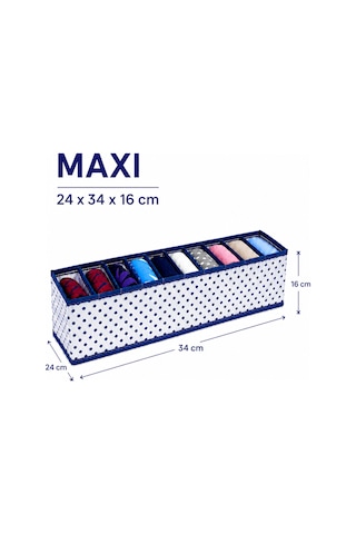Puantiyeli Mavi Çekmece Ve Dolap Içi Akordiyon Organizer L