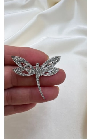 Bb Zirkon Taşlı Yusufcuk Broş Gümüş