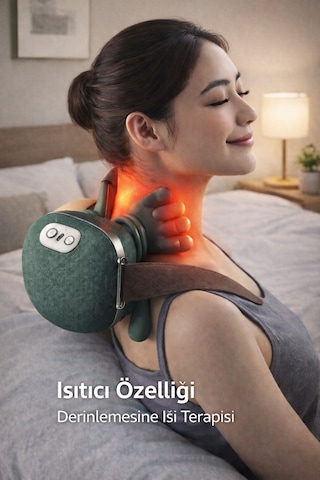 Mo Dou Isıtmalı Boyun Ve Omuz Masaj Aleti 3 Kademe Yoğurma Masajlı Elektrikli Masaj Yastığı 4000mah Açık Yeşil