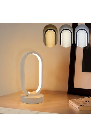 Cordial Beyaz Uc Renk Sonsuz Karartma Yatak Basi Lambasi Minimalist Oval Oturma Odasi Ofis Yurt Masa Lambasi Hediye 16renk Şarj Edilebilir