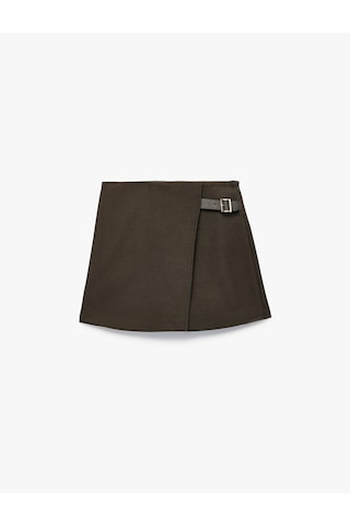 Koton Normal Bel Kemer Detaylı Regular Fit Mini Şort Etek Kahverengi 6sak70168uw Kahve