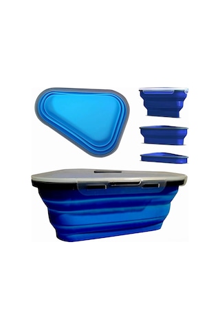 Reedark Mükemmel Pizza Saklama Kutusu - Yeniden Kullanılabilir Silikon, 5 Mikrodalga Tepsili, Leak-proof, Bulaşık Makinesine Uygun - Mavi Mavi