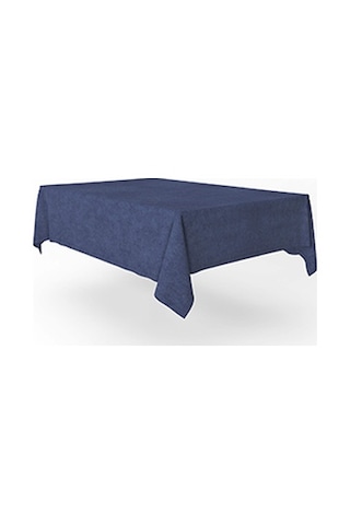 Kadife Dokulu Masa Örtüsü Mavi Rengi