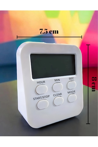 Öğrenci Ders Çalışma Saati Kronometreli Araç Saati Mutfak Bozdolabı Magnet Saat Zamanlayıcı Beyaz