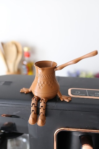 3dprototürk 6'lı Ayaklı Kahve Seti Moka Pot Kahve Tanesi Çaydanlık Cezve Kahve Bardağı Bardak