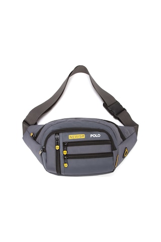 Newish Polo Erkek Usb Kulaklık Çıkışlı Crossbody Çapraz Göğüs Omuz Ve Bel Çantası New328 Gri