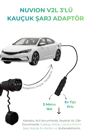 V2l 3lü Elektrikli Araç Şarj Kablosu-kıa/hyundaı/ssanyong Uyumlu Elektrikli Araç V2l Şarj Kablosu-kıa / Hyundaı / Ssangyong Uyumlu