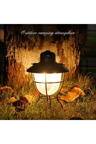 Dancemonkey Usb Şarjlı 3 Renkli Taşınabilir Kamp Feneri - 2000mah Pil Ve Güç Bankası Siyah