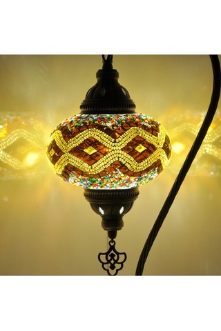 Otantik Mozaik Lamba, Retro Aydınlatma, Renkli Cam Motifli Masa Lamba, Dekoratif Cam Sanatı Abajur Çok Renkli