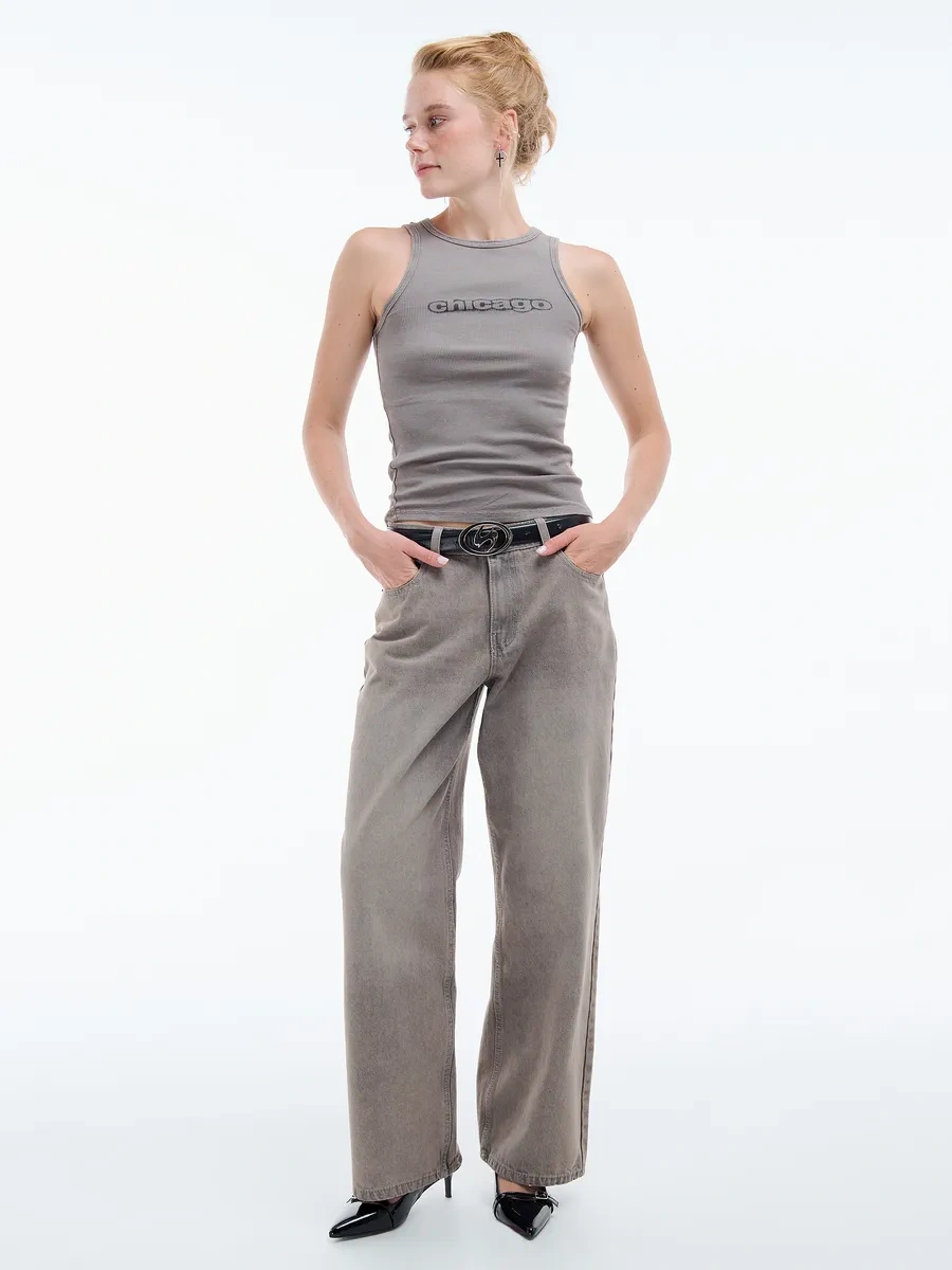 Tvoe Logo Baskılı Yıkanmış Tişörttür. 414259866 Kahverengi