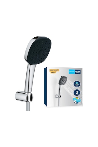 Grohe Vitalio Comfort 110 El Duşu Seti, 110mm Kare 3 Akışlı, Masaj, Yağmur Ve Jet Duşu, Duş Başlığı Tutucu, 1 Çok Renkli