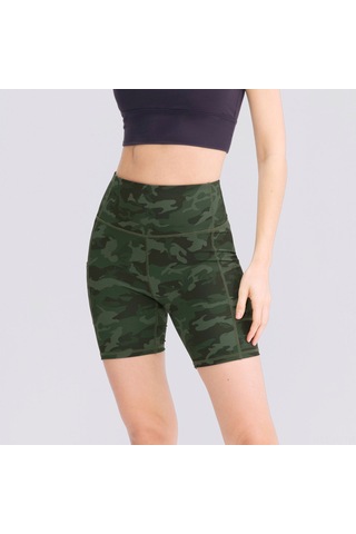 Jeemson Kadın Spor Şortu - Yüksek Bel, Nefes Alabilir, Yan Cepli, Esnek, Fitness & Yoga İçin Ordu Yeşili
