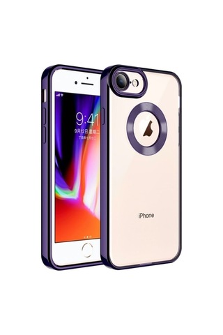 Apple Uyumlu iPhone 8 Kılıf Kamera Korumalı Logo Gösteren Zore Omega Kapak Derin Mor