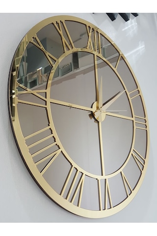 Ayna Denizi Gold Bronze Model Altın Bronz Renk 50 CM Dekoratif Aynalı Duvar Saati Altın