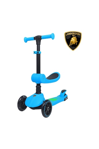 Lisanslı L5 2in1 Katlanabilir Oturaklı Işıklı 3 Tekerlekli Çocuk Scooter Mavi
