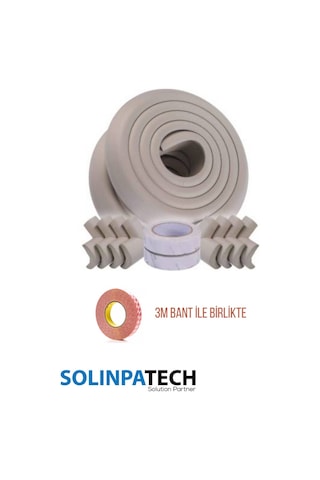 4 Köşe 2m Kalın Kauçuk Kenar Koruma + Krem Renk Bebek Güvenlik Seti (3M Bant Hediye)