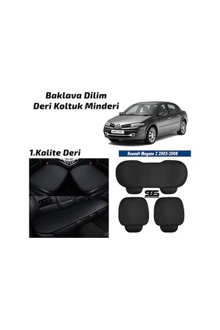 Renault Megane 2 2003-2008 Siyah Deri Oto Koltuk Minderleri