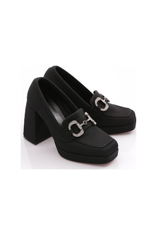 Dgn 0951 Kadin Küt Burun Tokali Platform Topuklu Ayakkabi 0951-2216-R11643 Siyah