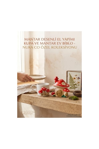 Mantar Kabartmalı Kahve Finca Ve Dekoratif Mantar Ev Biblo Seti Masalsı Orman Serisi Kahve Sunum Fig Çok Renkli