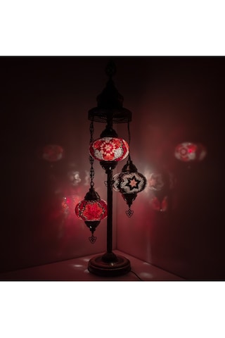 Salon Için Köşe Lambası, Şark Köşesi Aydınlatma Lambası, Mozaik Lambader 3'lü Lambader