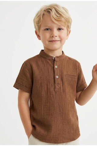 Baby Lory Kids Store Babylory Kids Store Ham Keten Koyu Kahve Premium Gömlek