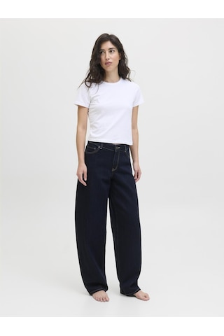 Jack & Jones Kadin Barrel Fit %100 Pamuk Jean - Fuji - 12287824 Dark Blue Denim