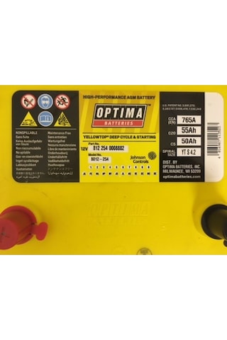 OPTİMA YELLOW TOP 55 YT S 4,2 55Ah Akü