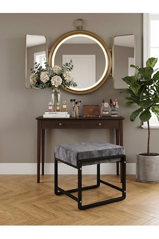 Pure Siyah Ayaklı Babyface Puf 50x40x45 Cm - Modern Bench Antrasit
