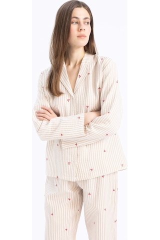 DeFacto Pijama Yaka Müslin Pijama Üstü-Fall in Love E3111AX25SPER118