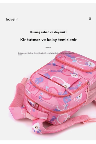 İlkokul Okul Çantası Çocuk Kız 1-6 Sınıf Omuz Çantası Gök Mavisi