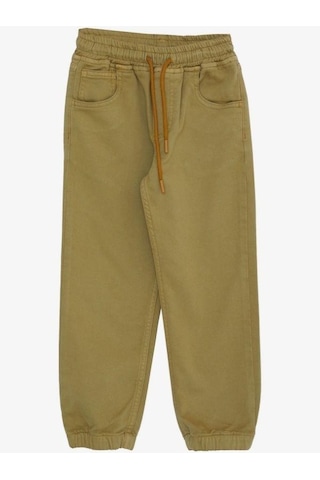 Erkek Çocuk Pamuklu Rahat Kalıp Bel Paça Lastikli Pantolon-14580 Hardal