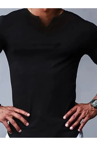 Zennamoda Erkek Kısa Kollu V Yaka Süprem T-shirt Siyah