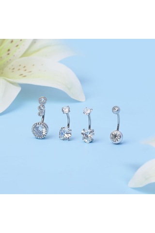 Moveevo 8 Parça Paslanmaz Çelik Gövde Piercing Seti - Kelebek, Kalp, Ok Desenleriyle Kristal Takımlı, Alerjiye Duyarsız Ve Dayanıklı Diğer