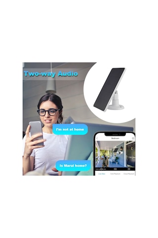 Shineyee Güvenlik Kamerası Güneş Paneli 4w 5v - Abss Malzeme, Monokristal Silikon, 360 Dönebilen, Micro Usb+type C, 3m Kablolu, Beyaz - 1 Set