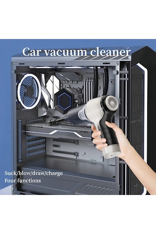 Honeybeeshop Beyaz Gri Kablosuz El Süpürgesi Evde Arabada Kullanılabilir Toz Tüy Kalıntı Çeker Üfler Çok Fonksiyonlu