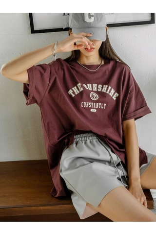 Flood Of Style Kadın Kahverengi The Sun Shıne Bisiklet Yaka Tshirt