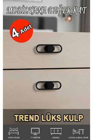 Lüks Trend Siyah 32 Mm 8 Adet Mobiya Yatak Odası Tv Ünitesi Konsol Çocuk Ve Genç Odası Kulp Siyah