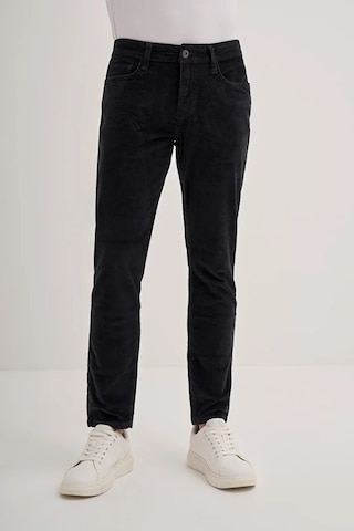Cazador Vintage Terry Slim Fit Boru Paça Kadife Pantolon Siyah