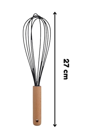 Ahşap Saplı Silikon Mutfak Hazırlık Çırpıcısı, Siyah, 27 Cm, 1 Adet Diğer