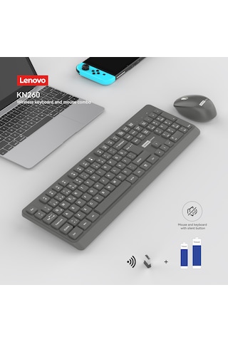 Kn260 Kablosuz Klavye Mouse Set Sessiz Siyah 870042257 Optik