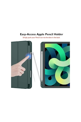 Apple Uyumlu iPad 10.nesil 10.9 İnç 2022 Kılıf Kalem Bölmeli Uyku Modlu Standlı Silikon A2757 A2777 A2696 Kılıf
