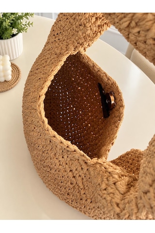 Sirayet Tasarım Atölyesi Handmade Fiyonklu Örgü Mini El Çantası Hasır