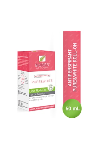 Bioder Pure & White Roll - On 50 ml Antiperspirant Terleme Önleyici - Kol Altı Beyazlatıcı Mucizevi Etki
