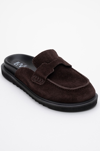 Luvishoes Brısa Kahverengi Süet Hakiki Deri Kadın Terlik Kahverengi