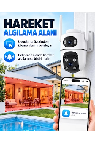 İcsee Dual Lens 6mp Wifi Akıllı Kamera , Yapay Zeka, Gece Görüş, Karşılıklı Konuşma