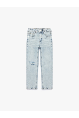 Koton Pamuklu Beli Ayarlanabilir Lastikli Denim Pantolon Lıght Indıgo 6skb40003td Açık Mavi
